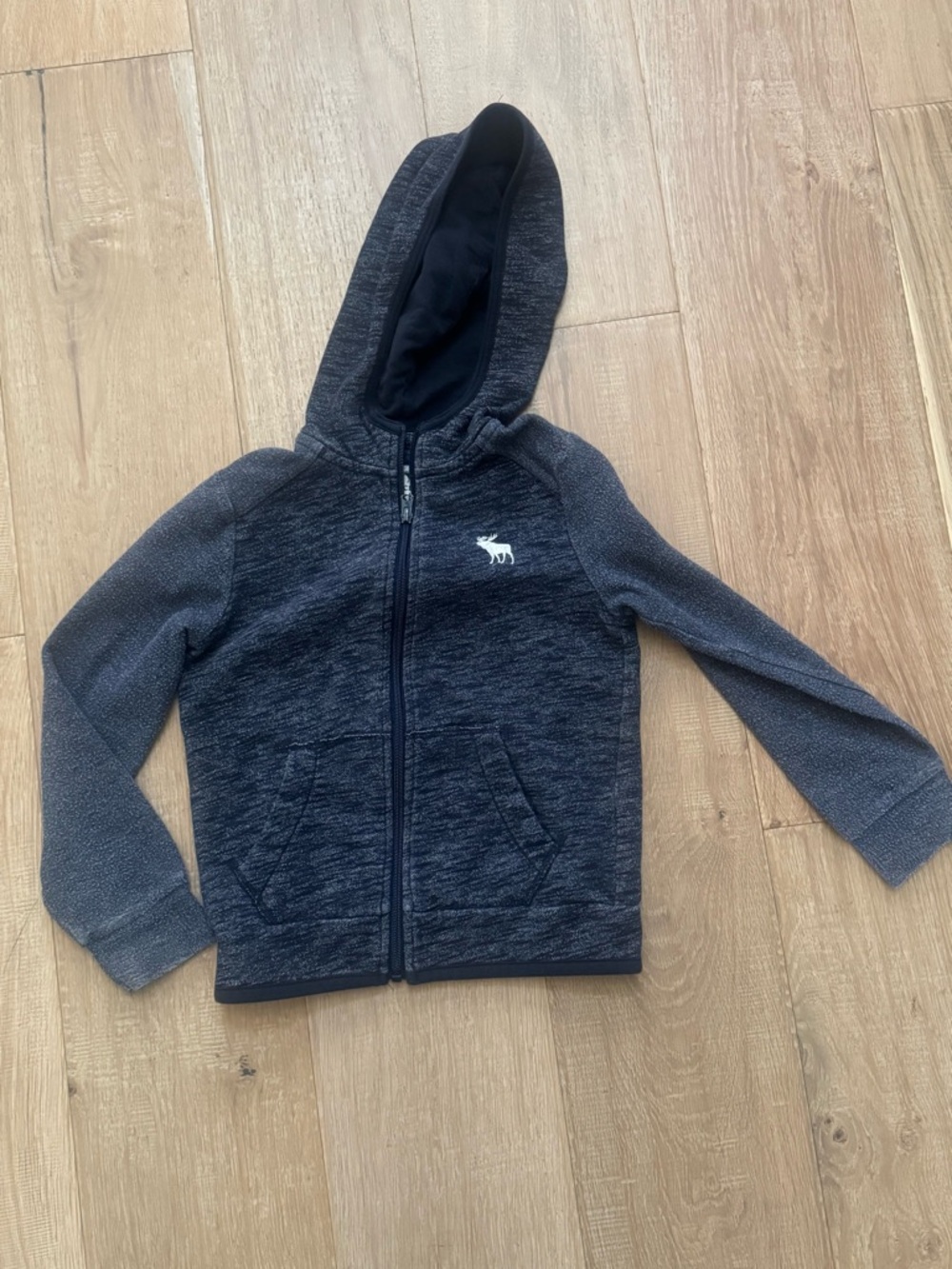abercrombie kids Heathered Navy Full-Zip Hooded Sweatshirt